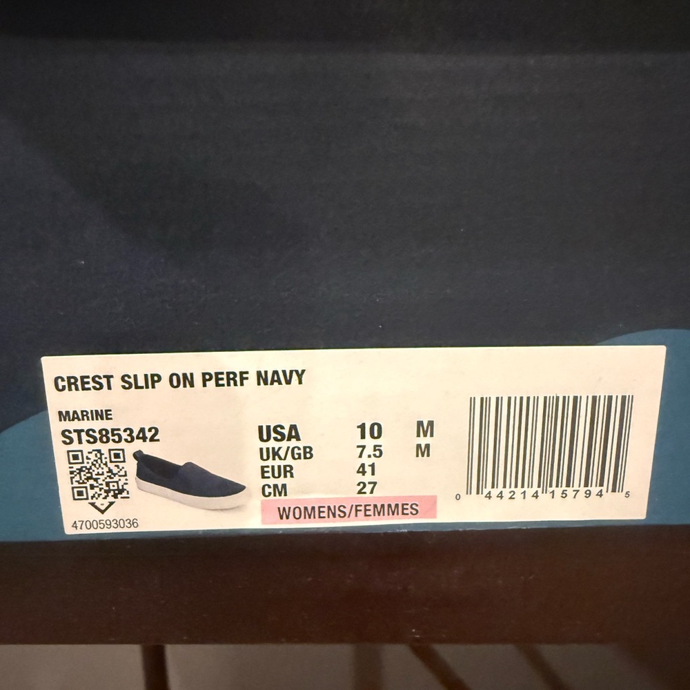 Sperry Women’s Perforated Navy Slip-Ons - Picture 3 of 5